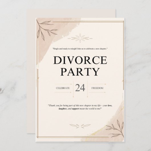 おもしろいはっきりした離婚パーティの招待状 招待状 (正面/裏面)