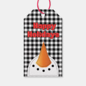 おもしろいはっきりした雪だるまハッピーホリデー素朴ズカントリー ギフトタグ (正面)