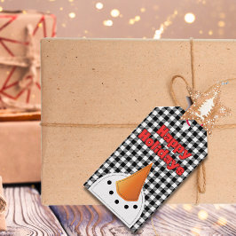 おもしろいはっきりした雪だるまハッピーホリデー素朴ズカントリー ギフトタグ