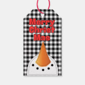 おもしろいはっきりした雪だるまメリークリスマス素朴カントリー ギフトタグ (正面)