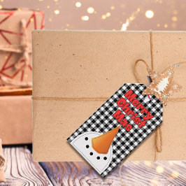 おもしろいはっきりした雪だるまメリークリスマス素朴カントリー ギフトタグ
