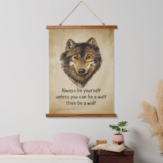 おもしろいはオオカミの引用文はオオカミ野生動物を愛している 吊り下げ型タペストリー (寝室)