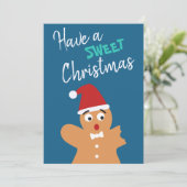 おもしろいはクリスマスのジンジャーブレッドマンを持つ カード (スタンド正面)