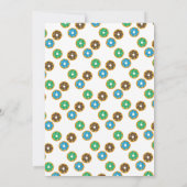 おもしろいはドーナツドーナツ男の子の第1誕生日を振りかけます 招待状 (裏面)