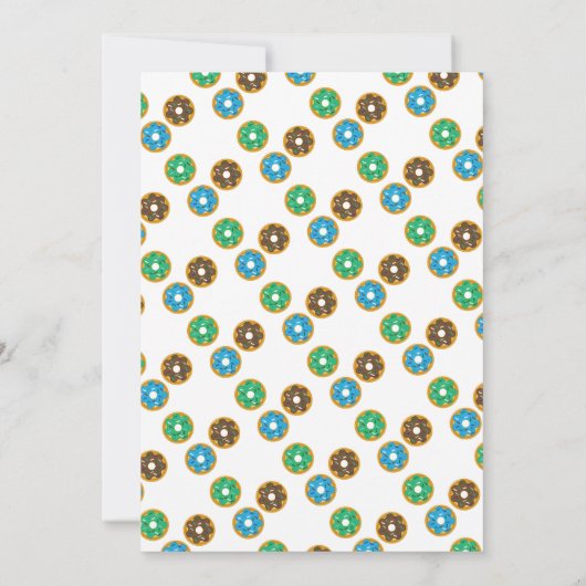 おもしろいはドーナツドーナツ男の子の第1誕生日を振りかけます 招待状 (裏面)