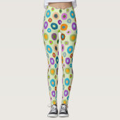 おもしろいはライトグリーン上のカラフルドット全体に表示 レギンス (正面)