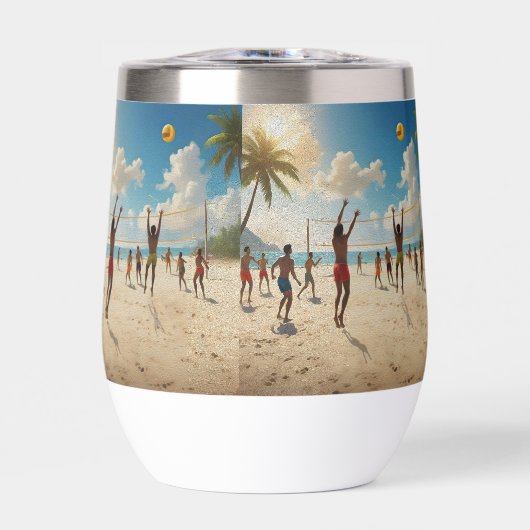 おもしろいは太陽ビーチバレーボール油絵を描、 (正面)