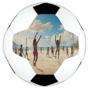 おもしろいは太陽ビーチバレーボール油絵を描、 サッカーボール
