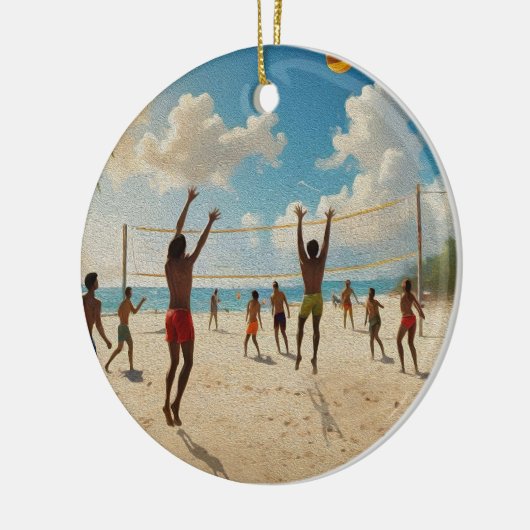 おもしろいは太陽ビーチバレーボール油絵を描、 セラミックオーナメント (左)