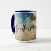 おもしろいは太陽ビーチバレーボール油絵を描、 マグカップ (正面左)