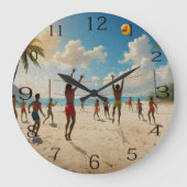 おもしろいは太陽ビーチバレーボール油絵を描、 ラージ壁時計 (正面)