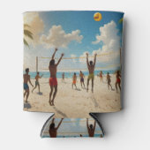 おもしろいは太陽ビーチバレーボール油絵を描、 缶クーラー (正面)