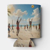 おもしろいは太陽ビーチバレーボール油絵を描、 缶クーラー (裏面)