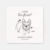 おもしろいは彼女の最初のブルドッグフランスのの愛結婚した スタンダードカクテルナプキン (正面)