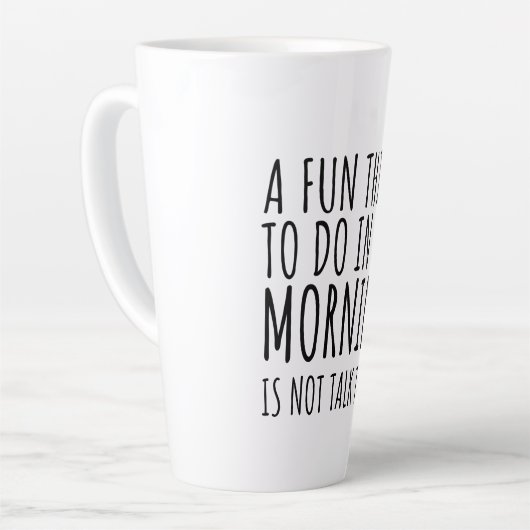 おもしろいは朝話しかけない カフェラテマグ (左アングル)