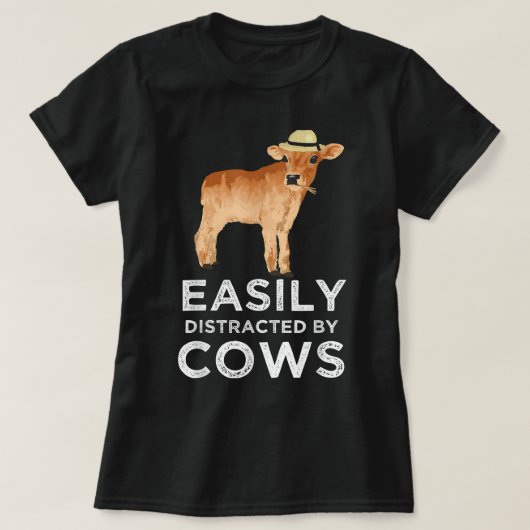 おもしろいは牛に気を取られやすい Tシャツ (デザイン正面)