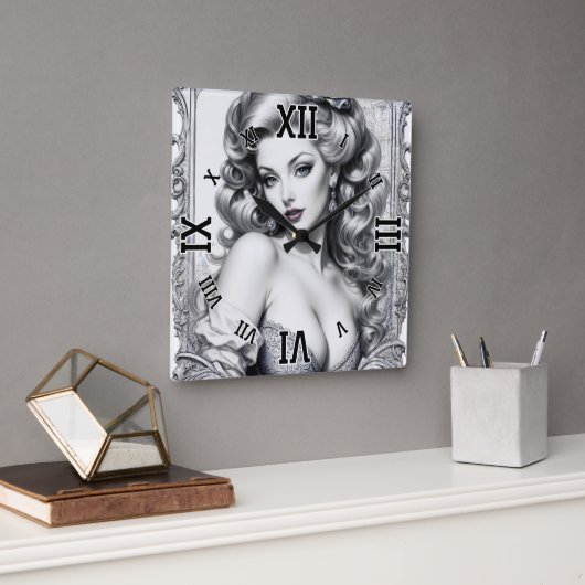 おもしろいは私のミドルネームAIコンセプトアートby Xzendor7 スクエア壁時計 (オフィス)