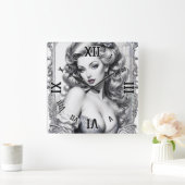 おもしろいは私のミドルネームAIコンセプトアートby Xzendor7 スクエア壁時計 (ホーム)