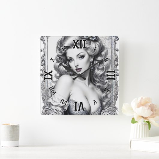 おもしろいは私のミドルネームAIコンセプトアートby Xzendor7 スクエア壁時計 (ホーム)