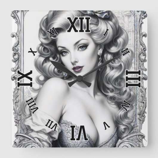 おもしろいは私のミドルネームAIコンセプトアートby Xzendor7 スクエア壁時計 (正面)