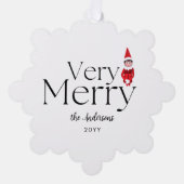 おもしろいは非常に陽気なクリスマス小妖精や小人家族の休日 オーナメントカード (正面)