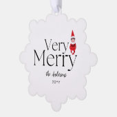 おもしろいは非常に陽気なクリスマス小妖精や小人家族の休日 オーナメントカード (左)