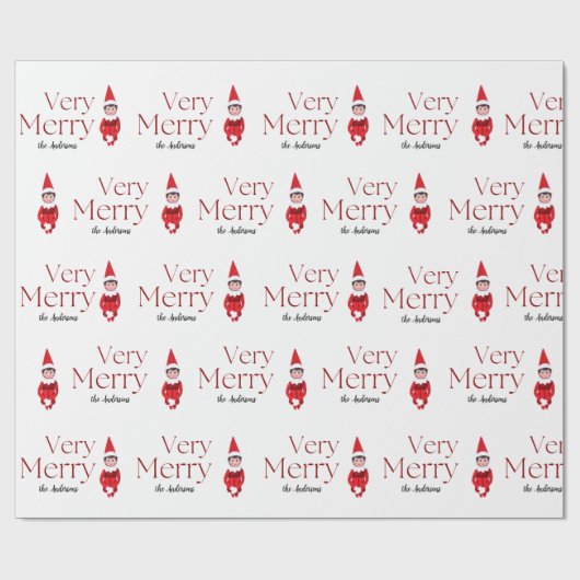 おもしろいは非常に陽気なクリスマス小妖精や小人家族の休日 ラッピングペーパー (フラット)
