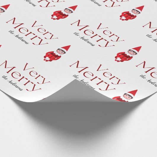 おもしろいは非常に陽気なクリスマス小妖精や小人家族の休日 ラッピングペーパー (角)