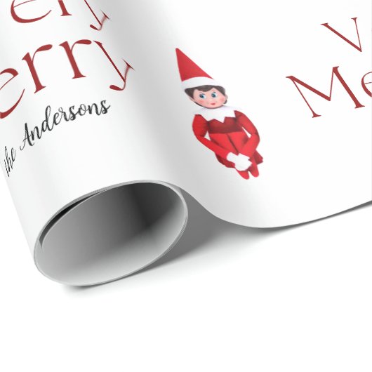 おもしろいは非常に陽気なクリスマス小妖精や小人家族の休日 ラッピングペーパー (ロールコーナー)