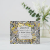 おもしろいは黄色と灰色の植物ので表葉現される インビテーションポストカード (スタンド正面)