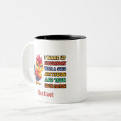 おもしろいばかが起こ怒るよパーソナライズされた ツートーンマグカップ (正面左)