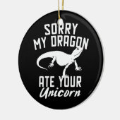 おもしろいひげ竜食べユニコーン セラミックオーナメント (左)