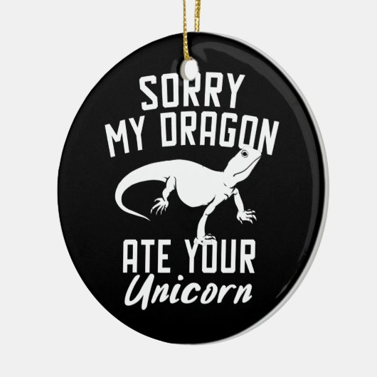 おもしろいひげ竜食べユニコーン セラミックオーナメント (左)