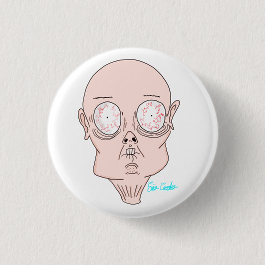 おもしろいびっくり顔のキャラクター 缶バッジ (正面)