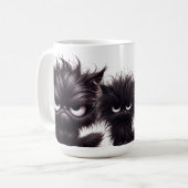 おもしろいふわ怒黒ネコ コーヒーマグカップ (正面左)