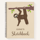 おもしろいぶら下がったパーソナライズされた's Sloth Kids Sketchbook ノートブック (正面)
