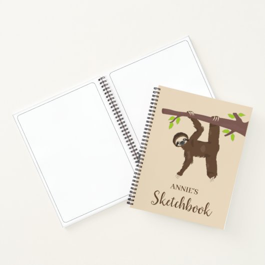 おもしろいぶら下がったパーソナライズされた's Sloth Kids Sketchbook ノートブック (内部)