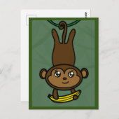 おもしろいぶら下がったモンキーカード ポストカード (正面/裏面)