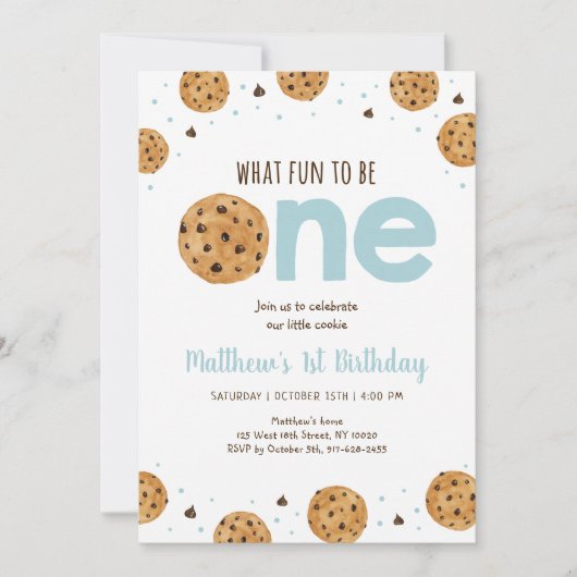 おもしろいへワンクッキーボーイファースト誕生日 招待状 (正面)