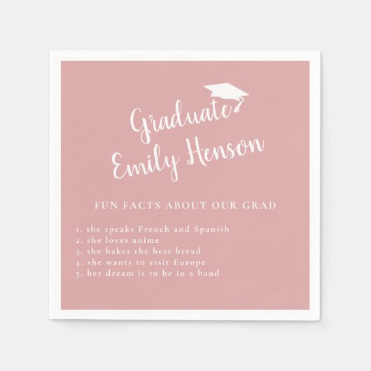 おもしろいほこりっぽいピンクの卒業についての事実 スタンダードカクテルナプキン (正面)