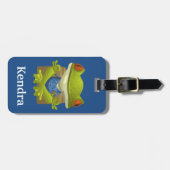 おもしろいめい想カエルのパーソナライズされた漫画 ラゲッジタグ (正面横)