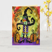 おもしろいもし靴はハロウィンの魔女のインスピリチュアルにフィット カード (黄色い花)