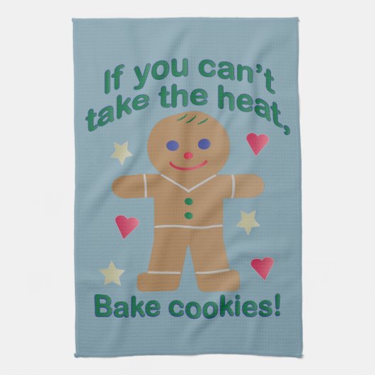 おもしろいもし「暑いなんて我慢できない」ジンジャーブレッドマン キッチンタオル (縦)