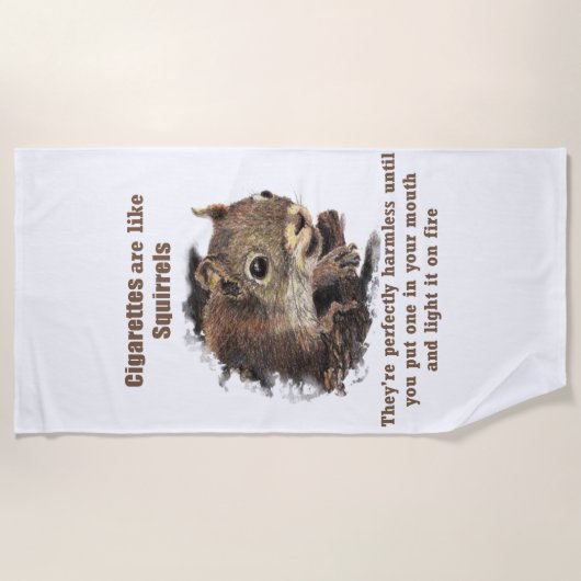 おもしろいやめアンチ喫煙やる気を起こさせる引用文リス ビーチタオル (正面)