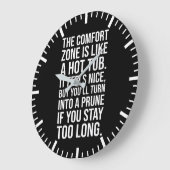 おもしろいやる気を起こさせる引用文、心地よいゾーンvsホットタブ ラージ壁時計 (傾斜)