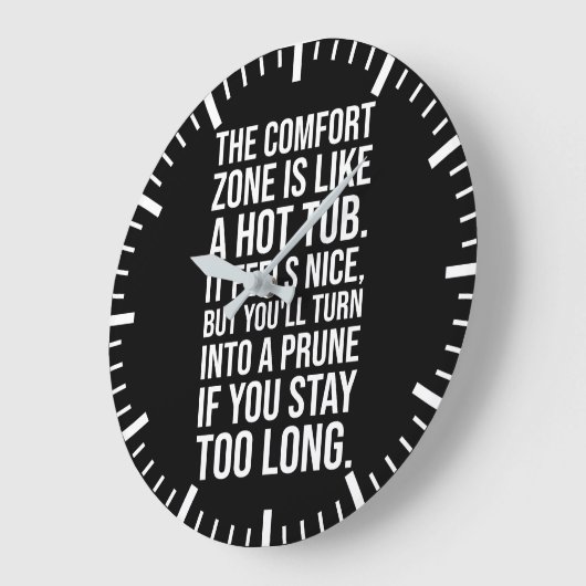 おもしろいやる気を起こさせる引用文、心地よいゾーンvsホットタブ ラージ壁時計 (傾斜)