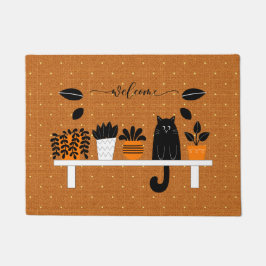 おもしろいようこそ本棚の隠し黒猫ホーム ドアマット