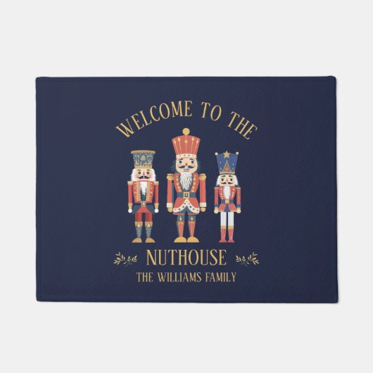 おもしろいようこそNuthouse Nutcrackerクリスマス ドアマット (正面)