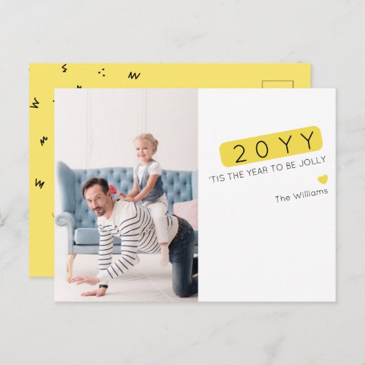 おもしろいよくはしゃぐお正月の願い シーズンポストカード (正面/裏面)