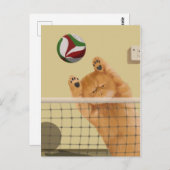 おもしろいよくはしゃぐお洒落Cat: Volleyball ポストカード (正面/裏面)